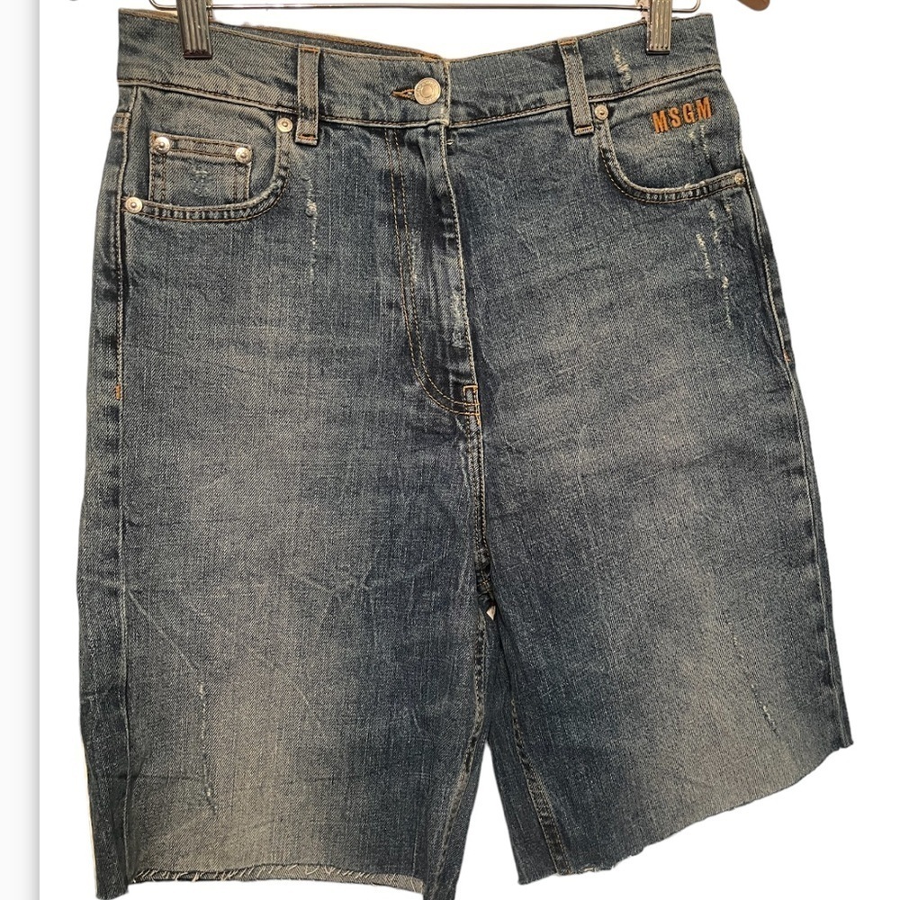 MSGM Womens Blue Denim Cut Off shorts Raw Hem Size 40 US 4 Made in Italy